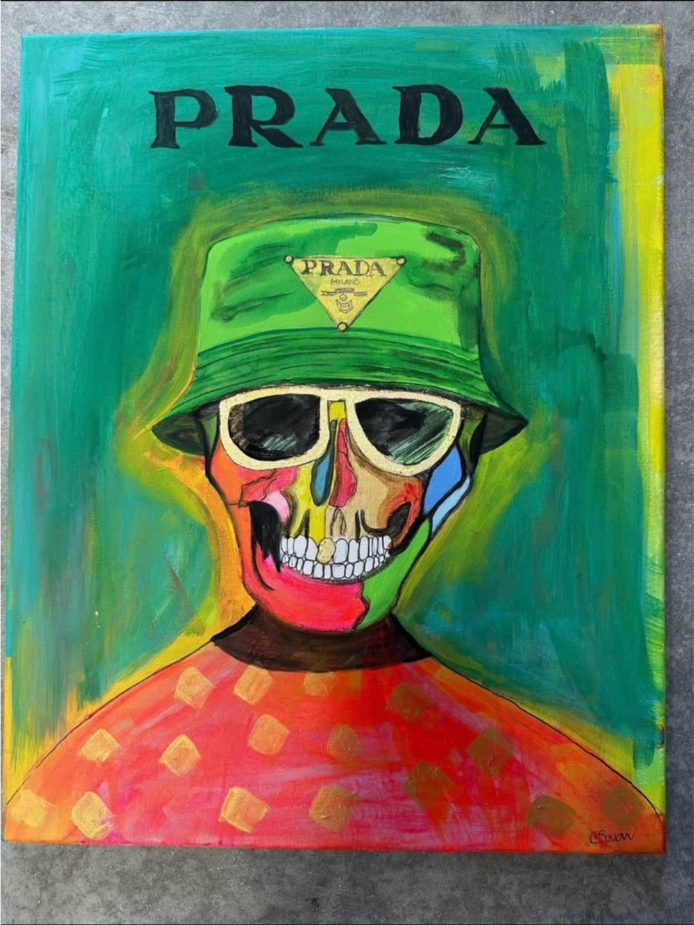 Prada Multicolor Skull with Green Bucket Hat “Cover Yourself in Color”